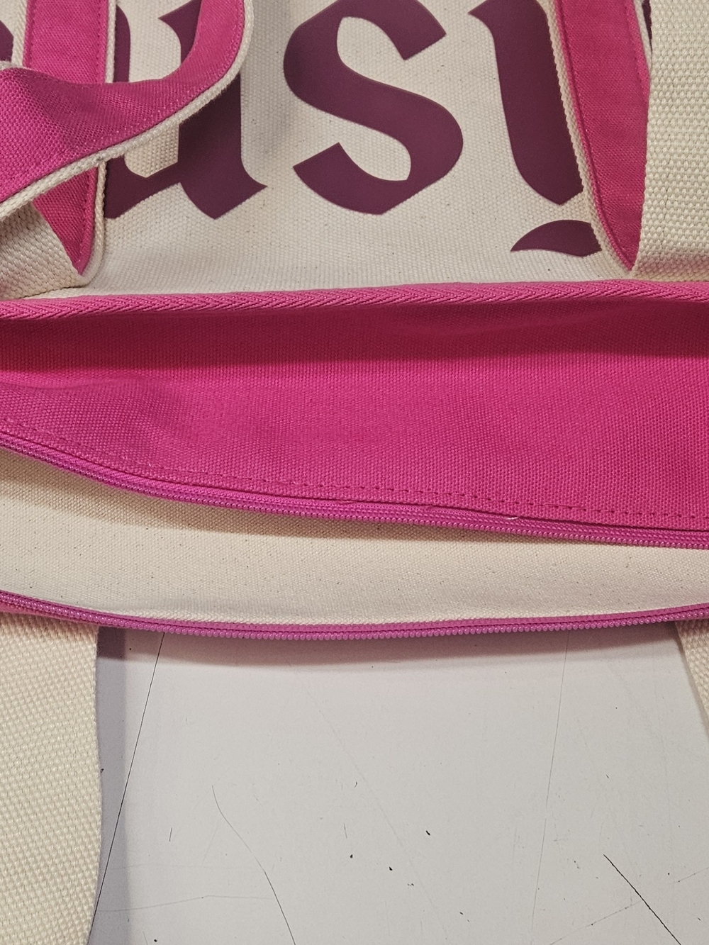 Pink Canvas Tote Bag with Logo Detail